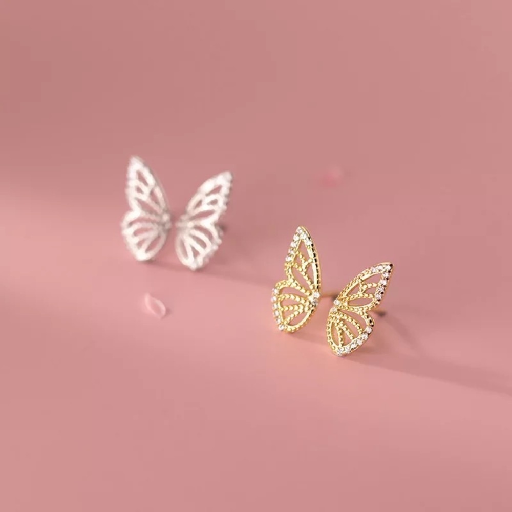 COPY - Silver / Gold Butterfly Wings Earrings